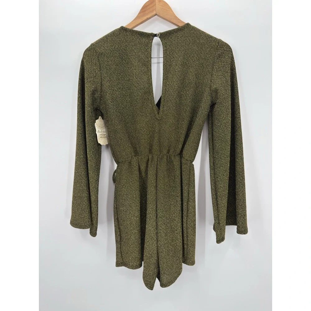 Altar'd State Flare‎ Sleeve Romper in Gold Shimmer Women's Size XS KR72944 NEW